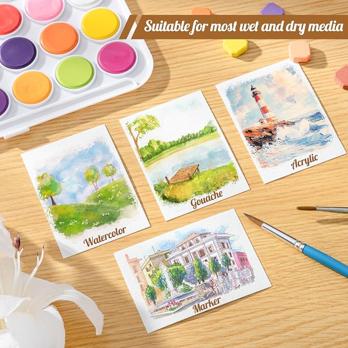 80 Sheets Watercolor Paper, 2.5 x 3.5 in, 110 Lb/230 GSM, Cold Press