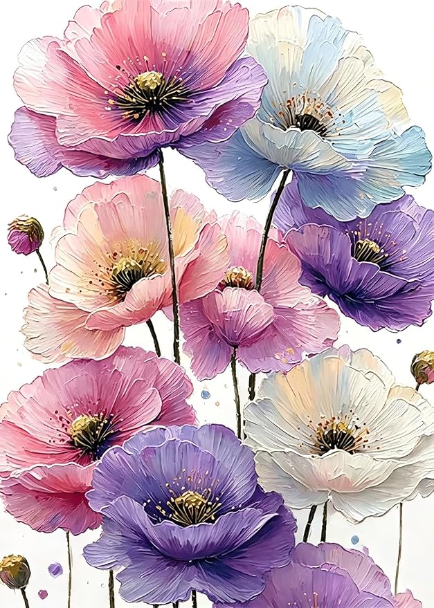 LKHMVCA Flower Daisy Paint by Number Kits for Adults, DIY Paint by Numbers Kits for Adults Beginners Without Frame, Acrylic Paint Canvas Painting Kits Art for Home Decor 16x20 Inch