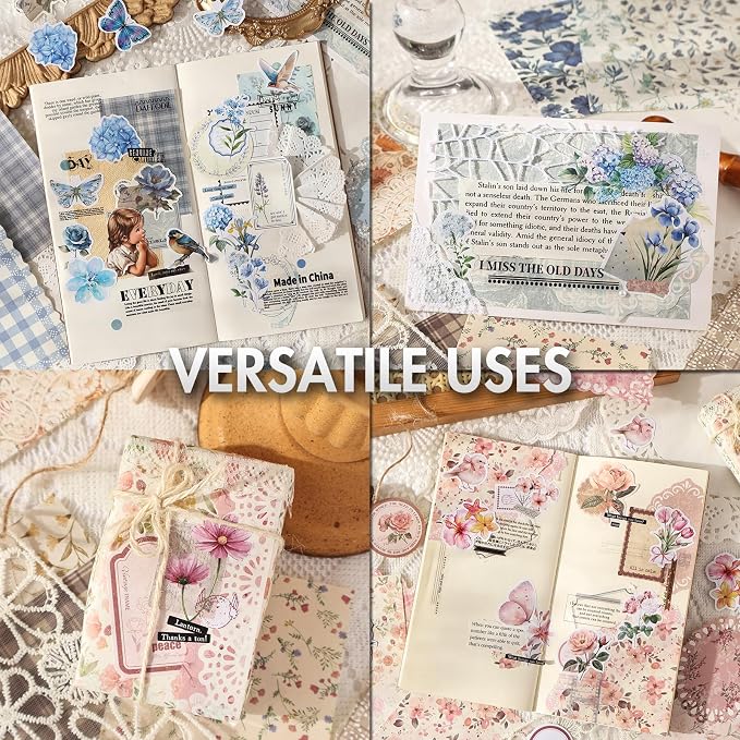 OKUPAN Scrapbook Supplies Kit – 400Pcs Scrapbook Paper & Journal Stickers