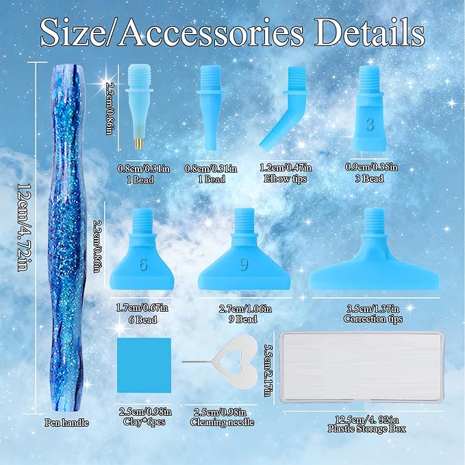 ZYNYXY 16PCS Ergonomic Diamond Art Pens Kits, Resin Diamond Painting Pen with Multifunctional Plastic Screw Thread Tips for 5D Diamond Painting (Starry Blue B)