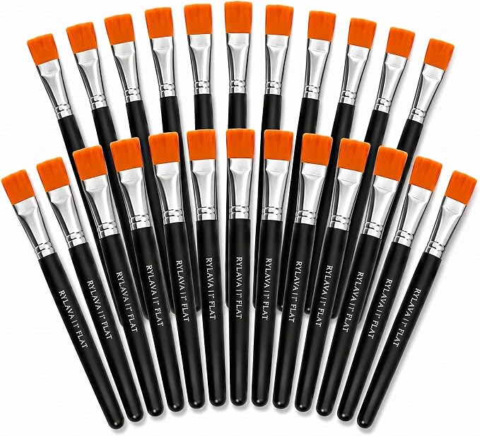 40 PCS Paint Brushes Bulk, 1 Inch Flat Nylon Brushes for Acrylic Painting