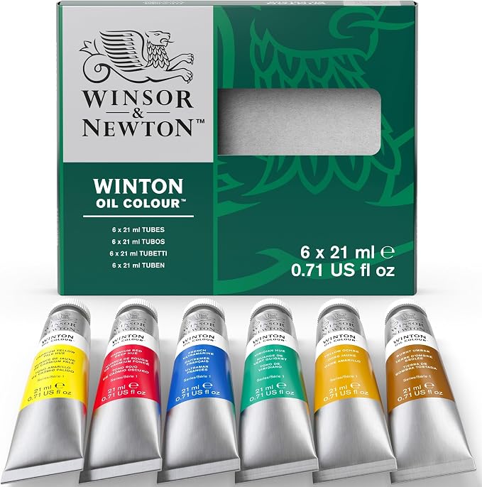 Winsor & Newton Winton Oil Color Paint, Intro Set, 6 x 21ml Tubes, Multicolor, 0.73 Fl Oz (Pack of 6) | Artist pigments, Durable, Lightfast, Permanent, Uniform Consistency, Great Pigment Load