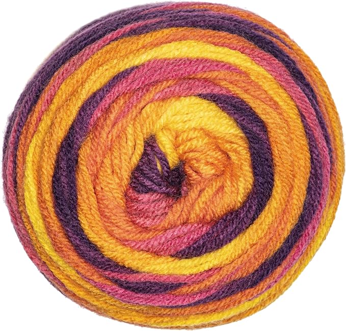 Red Heart Super Saver Ombre Yarn for Crocheting, Sunset, 2-Pack | #4 Medium Worsted Weight 100% Acrylic Ombre Yarn for Blankets, Scarves, Hats, and Sweaters, 482 yards, 283g/10oz