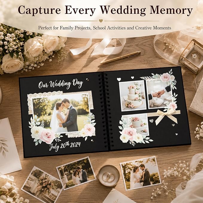 10x10 Inch DIY Scrapbook Album 40 Pages (20 Sheets), Hardcover Kraft Paper