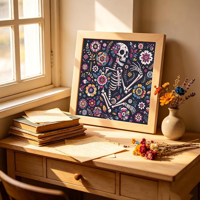 5D Flower Diamond Painting Kits for Adults, Floral Skull Diamond Art Kits