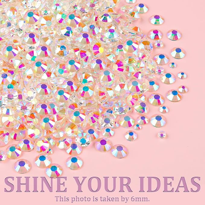 Resin Jelly Rhinestones for Crafting with B7000 Jewelry Glue, 1 Box Transparent AB Flatback Crystal with 3Pcs 10ml Glue, Bedazzling Non Hotfix Gems for DIY Tumblers Clothing Shoes Manicure