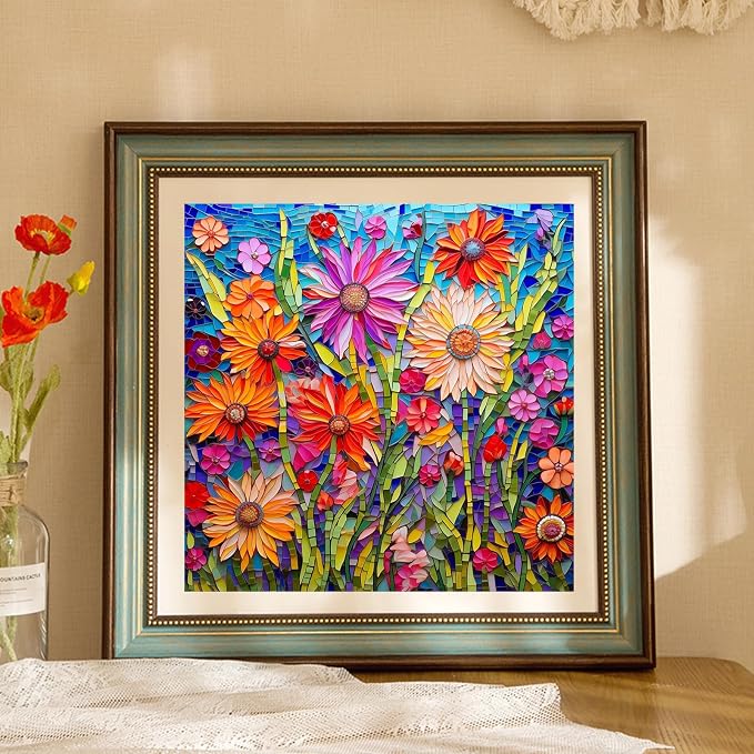 Mandun Flowers Diamond Painting Kits for Adults, Diamond Art Kits, 14x14 in