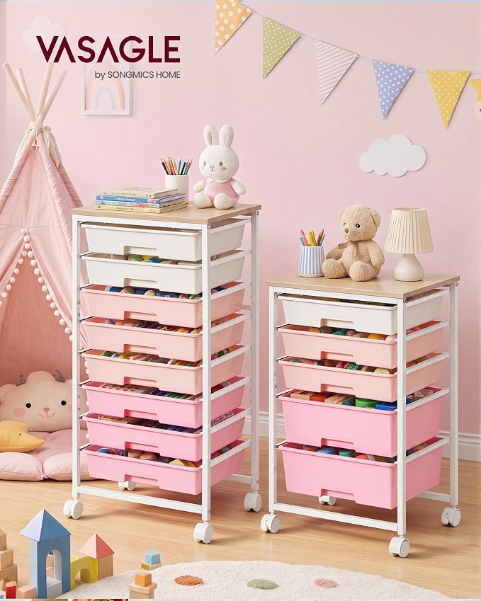 VASAGLE Rolling Cart with Drawers, Craft Organizers and Storage