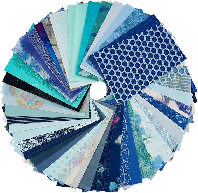 50 Sheets A5 Blue Multi Texture Junk Journal Scrapbook Decorative Paper