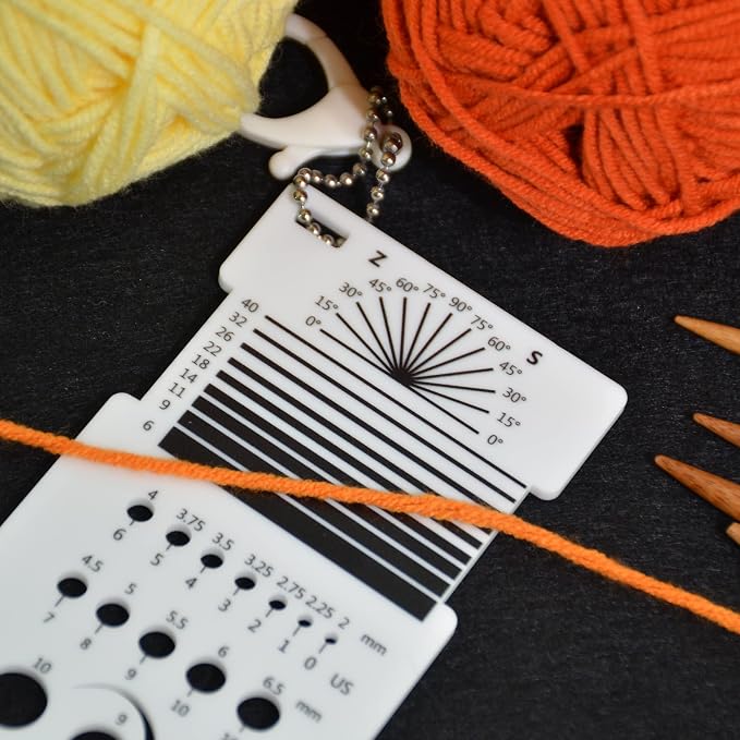 UPTTHOW Knitting WPI Multifunctional Combo Ruler for Spinners Yarn | Acrylic guide, combo guage, needle gauge spinning control card, crochet accessories, WPI ruler, with hook