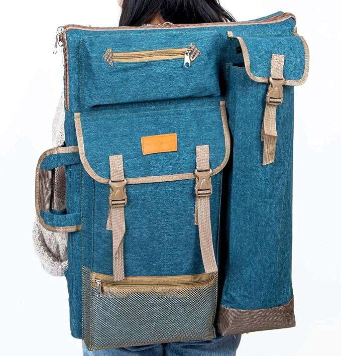 TRANSON Art Portfolio Case Artist Backpack Canvas Bag Large 26” x 19.5”