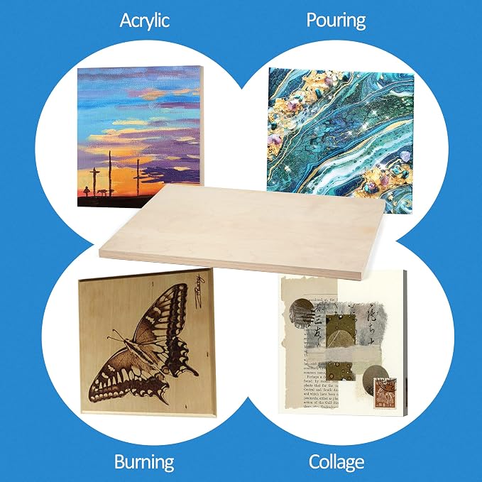 Falling in Art 2 Pack 18x24 Unfinished Birch Wood Panels Kit for Painting | Studio 3/4’’ Deep Wood Canvas, Cradle Boards for Acrylic Pouring, Art, Crafts, Epoxy Resin, Laser Engraving Cutting