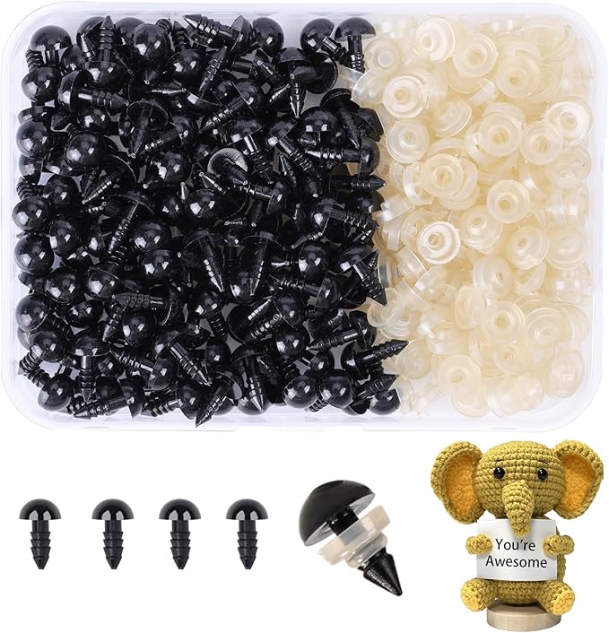 XKDOUS 9mm Safety Eyes, 280pcs Crochet Eyes for Amigurumi | Safety Eyes for Crocheting, Stuffed Animal Doll Eyes for DIY Crafts