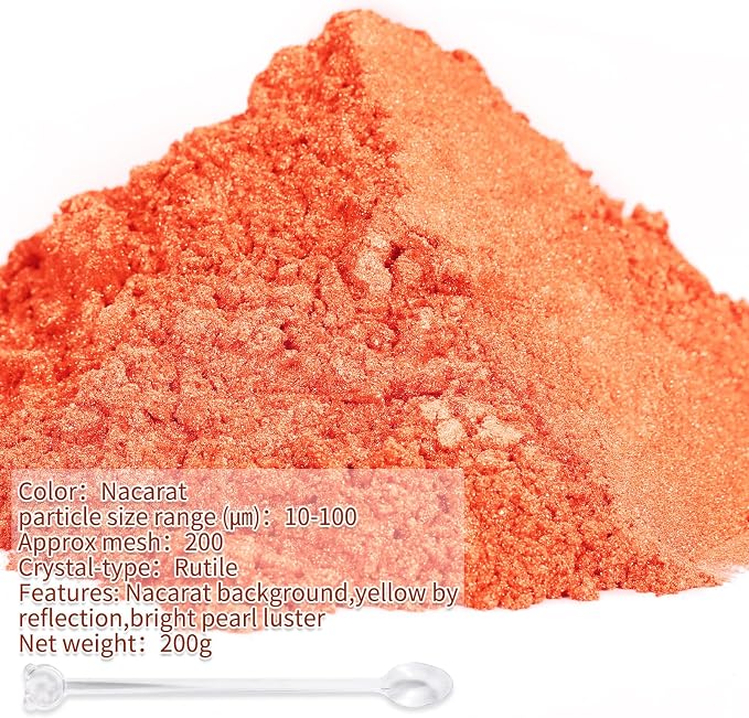 Mica Powder,7.05OZ（200g）,Nacarat Mica Powder Pigment for Epoxy Resin，Lip Gloss，Car Paint，Dye，Soap Making，Nail Polish,Epoxy Resin,Candle Making,Bath Bombs