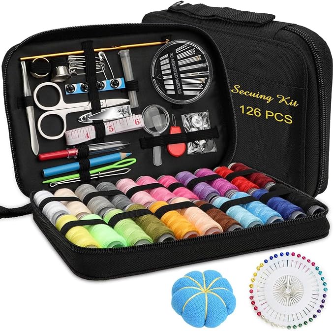 Marcoon Sewing Kit for Adults, Portable Needle & Thread Repair Kit | Complete Sewing Supplies & Accessories Set, Beginner‑Friendly for Travel Emergency Home College Dorm Essentials (Black, M)