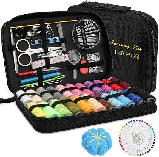 Marcoon Sewing Kit for Adults, Portable Needle & Thread Repair Kit | Complete Sewing Supplies & Accessories Set, Beginner‑Friendly for Travel Emergency Home College Dorm Essentials (Black, M)