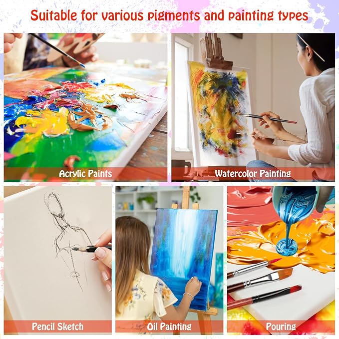 Stretched Canvas for Painting - 8x10 Inch/20 Canvas Value Pack - Triple Primer Acid Free 100% Cotton Blank Canvas for Painting Supplies Oil and Acrylic Pouring Art Watercolor