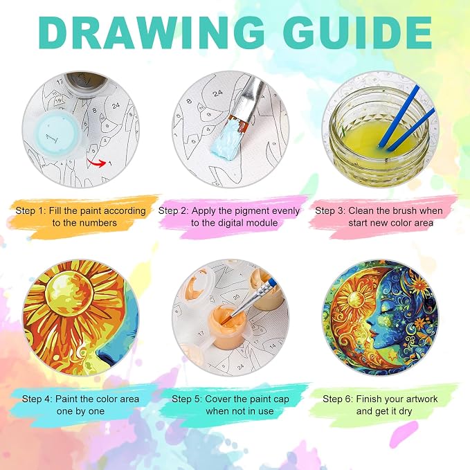 Paint by Numbers Kit for Adults, Sun and Moon Number Painting, 16 x 20 Inch | DIY Adult Paint by Number Kit on Canvas for Beginners, without Frame, Fantasy Wall Decor, Stress Relief Craft Gift