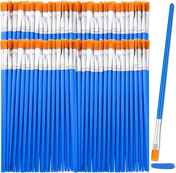 Evatage 126 Pcs Mini Paint Brushes Bulk, Small Flat Tip Paint Brushes | Tiny Disposable Paint Brushes Set for Acrylic, Watercolor, Oil, Crafts, Art Classroom, Canvas, Touch Up, Model, Face Painting