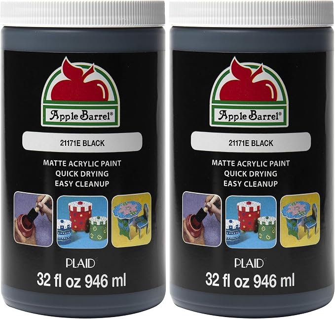 Apple Barrel Black Paint 32 Fl Oz (Pack of 2)