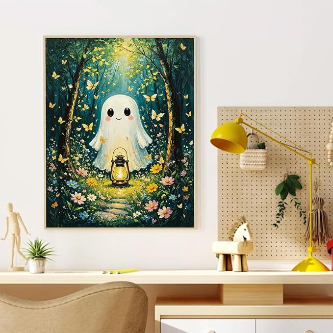 YarnWhimsy Ghost Paint by Numbers for Adults, Halloween Painting by Number