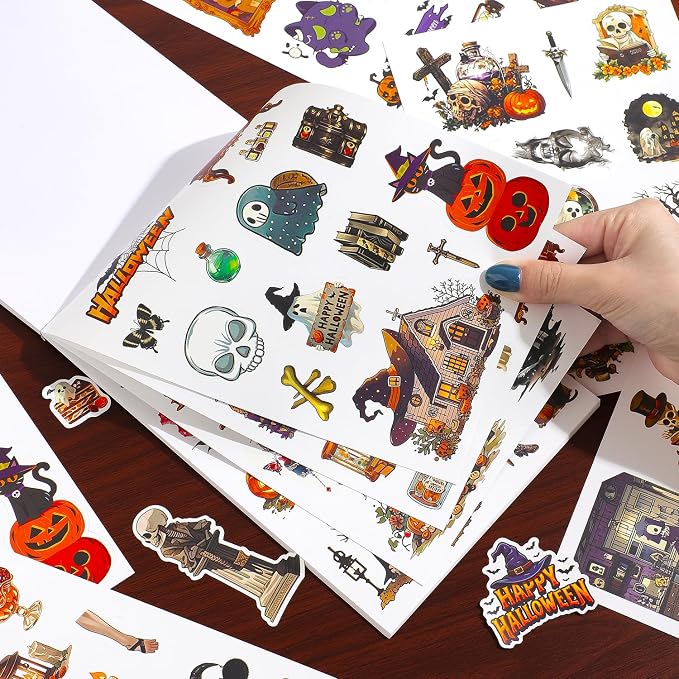 400+ Pcs Vintage Gothic Halloween Sticker Book, Witch Pumpkin Decorative Stickers for Junk Journal Supplies Art Scrapbooking DIY Crafts Halloween Games Party Gifts for Teens Adults Craft Lovers