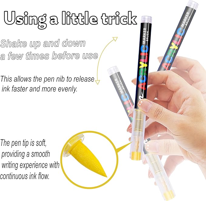 240 Colors Acrylic Paint Markers Set, Direct Liquid Brush Tip Pens