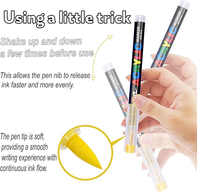 Acrylic Paint Markers, 200 Colors Acrylic Markers Set, Brush Tip