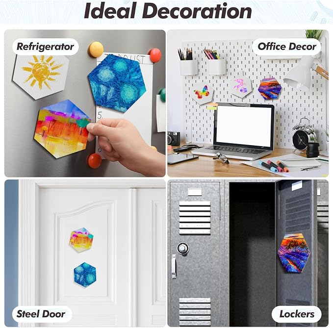 Engrowtic 50 Pcs Magnetic Painting Canvas Panels, 3 in, Regular Hexagon