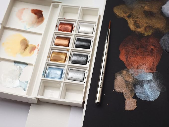 Winsor & Newton Cotman Watercolor Paint Set, 8 Half Pan, Metallic Set | Introductory Watercolor made with Fine Art Pigments, Perfect for Beginners, Lightfast & Permanent, Good Tinting Strength