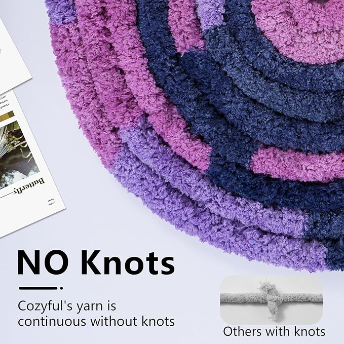 Cozyful Chunky Yarn for Hand Knitting - #10 Chunky Chenille Blanket Yarn, Jumbo Big Thick Chunky Yarns for Crocheting, Tie Dye Bulky Knit Yarns, 8 Skein (20 yds 8 oz Each Skein), Multi Purple
