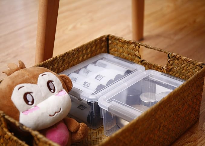 Citylife 10Packs 1.3Qt Small Storage Bins with Lids,Stackable Clear