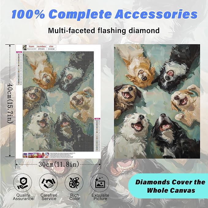 Happy Dogs Diamond Art Kits for Adults,Funny Animal Diamond Painting