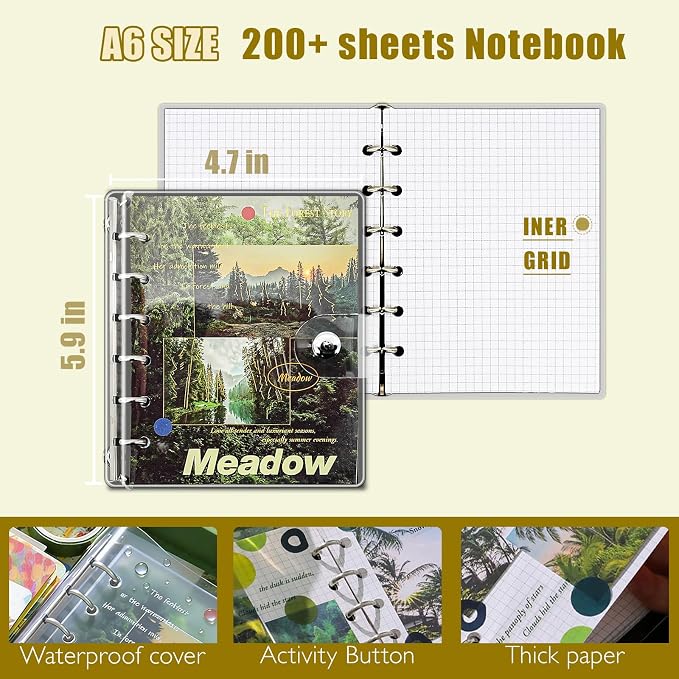 Scrapbooking Supplies Kit, A6 Grid Notebook, Vintage Junk Journaling Kit
