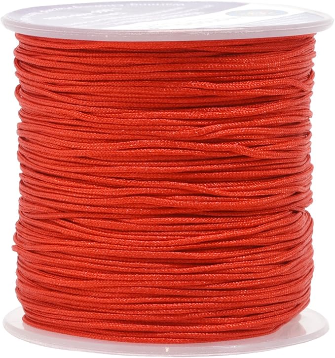 Mandala Crafts 1mm Red String Rattail Nylon Satin Cord for Jewelry Making