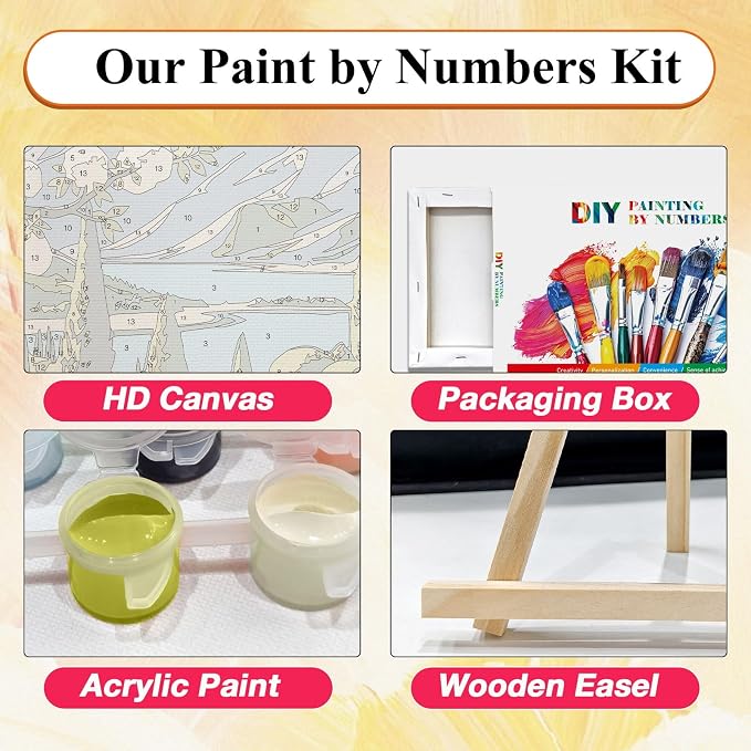 SparkGlow Landscape Paint by Number Kits for Adults with Frame, 8×12 Inch | Garden Painting by Number Kits, Include Easel, Premium Canvas, Number Painting for Gift, Home Decor, Relaxing and Fun