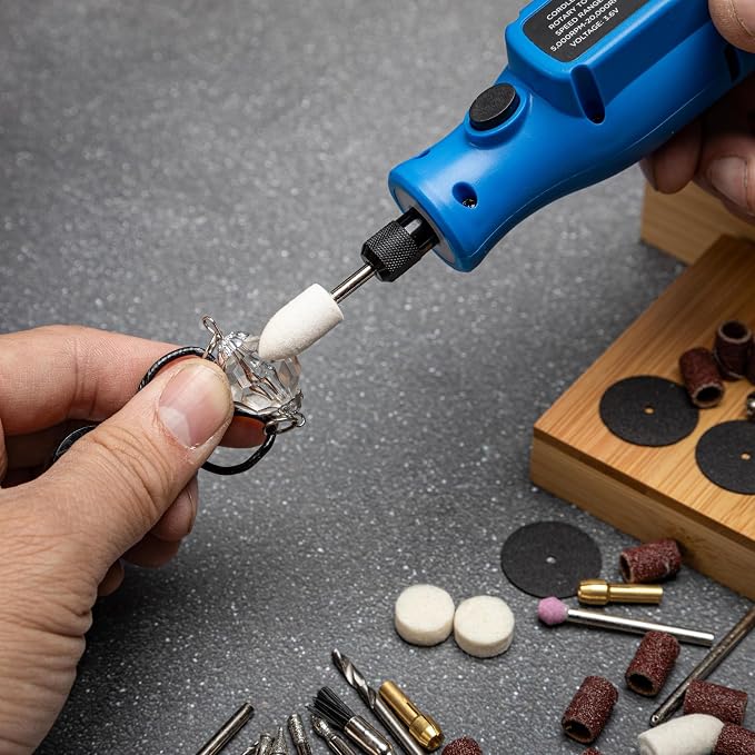 NEIKO 10581A Cordless Rotary Tool Kit, 46 Piece 3.6V Electric Engraving Pen, 1/8" Collet Rechargeable Mini Grinder, Handheld Mini Sander, 44pc Power Rotary Tools Accessory kit, Quick Change