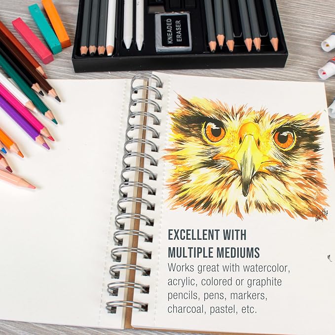 U.S. Art Supply 5.5" x 8.5" Premium Heavyweight Watercolor Paper Pad,3-Pack