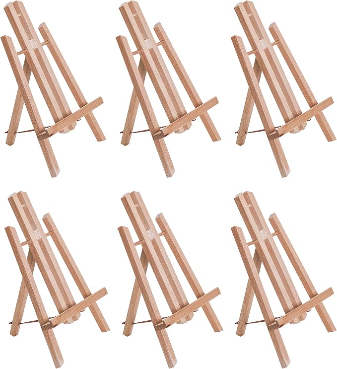 U.S. Art Supply 11" Small Tabletop Display Easel - Beechwood, Pack of 6 | Artist A-Frame Display Stand, Wooden Easel for Painting, Canvas Stand, Classrooms Events Photo Picture Sign Holder