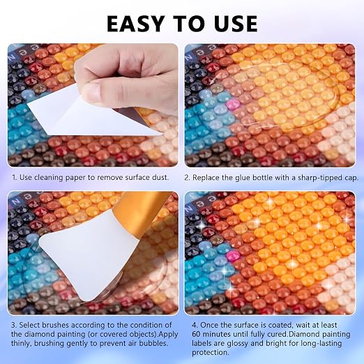 KISREL 473 ML Diamond Painting Sealer, 16oz Diamond Painting Adhesive with Applicator, 5D Diamond Painting Glue Sealer Permanent Hold, Shine Effect Conserver for Jigsaw Puzzles