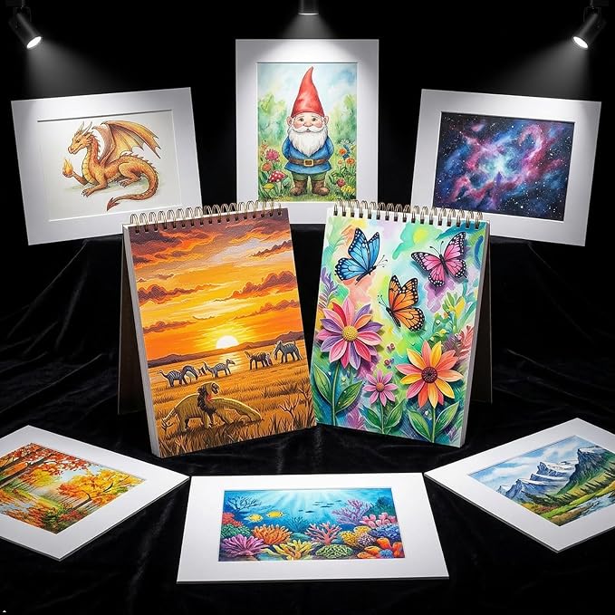 Soucolor 9x12 Sketch Book,100 Sheets Drawing Paper,Sketchbook for Teen Girl | Top Spiral Bound 68lb acid-free paper, Micro-perforated pages,Lay-flat top spiral ,Great for pencils, Pens & All dry media