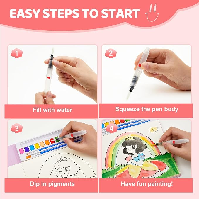 Paint with Water Coloring Books for Toddlers - Watercolor Painting Book Sets for Kids Ages 3-5 4-8, 24 Pages Total DIY Arts & Crafts Drawing Activities Books Toy Birthday Gift for Boys Girls (Unicorn)
