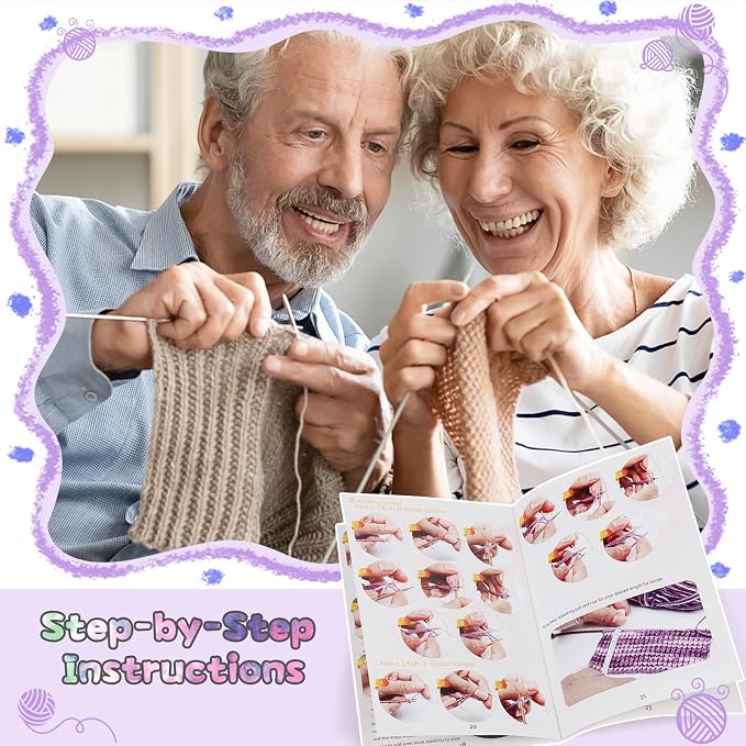 Katech Knitting Kit for Beginner Adults W/Socks Step-by-Step Instruction | Knitting Kit clue 6 Socks Yarn and Knitting Needles, Knitting Starter Kit for Learn-to-Knit Kits for Beginner-Gray