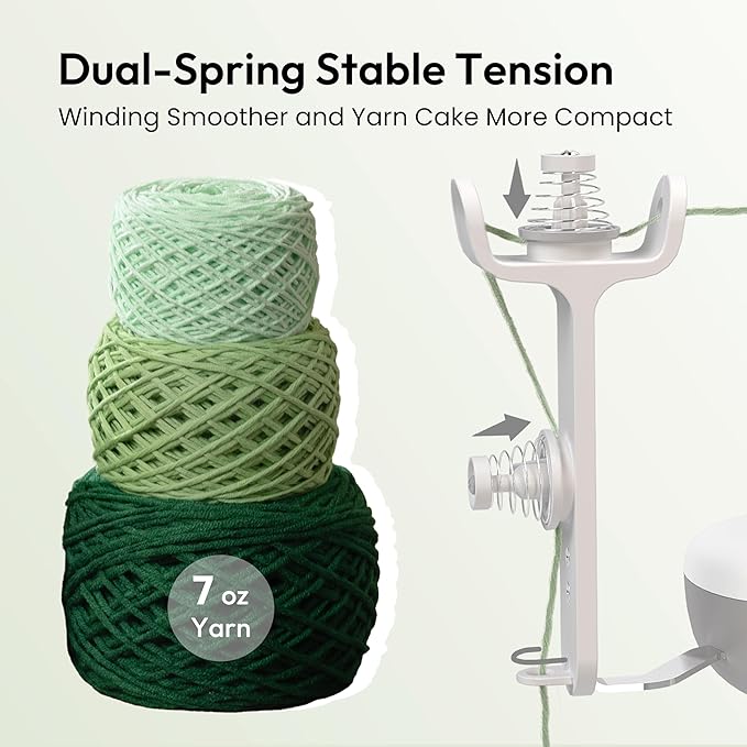 Yarn Winder Electric, Auto Compact Cake Winding for Knitting Lovers | Perfect Yarn Organizer with Strong Tension & Adjustable Speed, Efficient Large Capacity Yarn Ball Spinner for Crafters, White