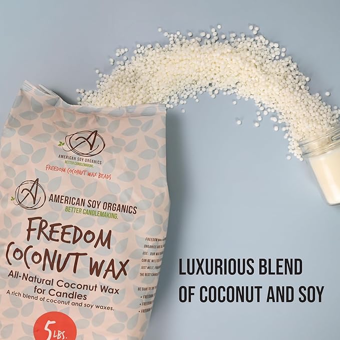 American Soy Organics Freedom Coconut Soy Wax Beads, Candle Wax, 10 lbs | DIY Candle Making Supplies Ideal for Container Candles, Tealights & Wax Melts, Paraffin-Free, Beeswax-Free, Microwavable