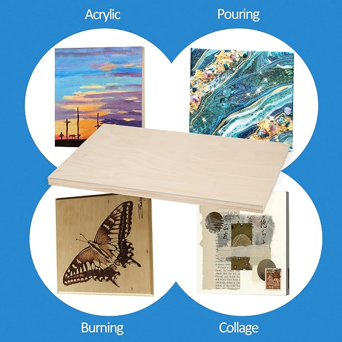 Falling in Art 2 Pack 13x19 Unfinished Birch Wood Panels Kit for Painting | Studio 3/4’’ Deep Wood Canvas, Cradle Boards for Acrylic Pouring, Art, Crafts, Epoxy Resin, Laser Engraving Cutting