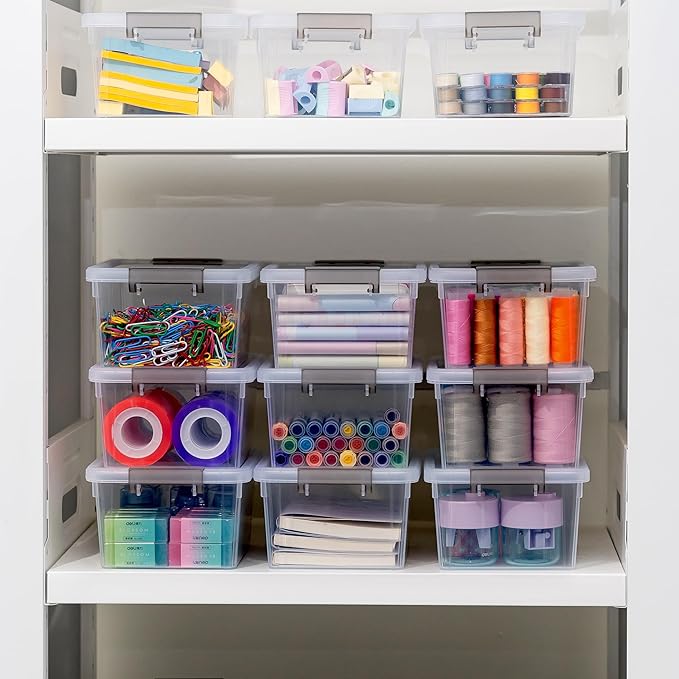 Citylife 20Packs 1.3Qt Small Storage Bins with Lids,Stackable Clear