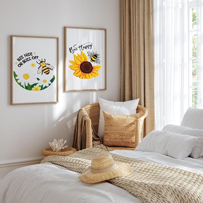 Louise Maelys Bee Embroidery Kit Funny Daisy Quote DIY Craft | Create Thoughtful Gifts with Cross Stitch Kits and Needlepoint Kit for Beginners, Perfect for Creative Hobbies and Home Decor