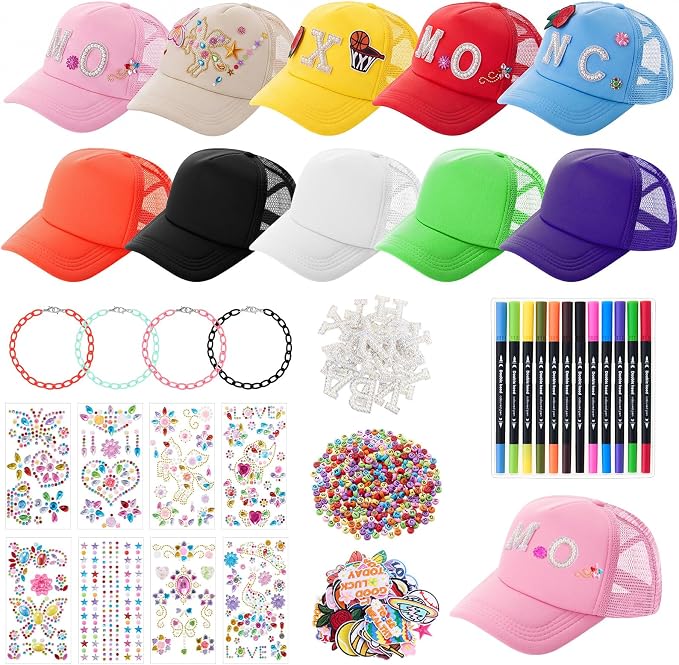 Skicuff 22 Pcs DIY Trucker Hat Decorating Kit,Fashion Style