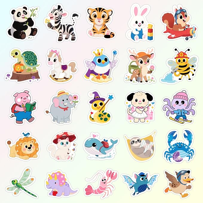 50PCS Animal Stickers, Cute Water Bottle Stickers for Kids